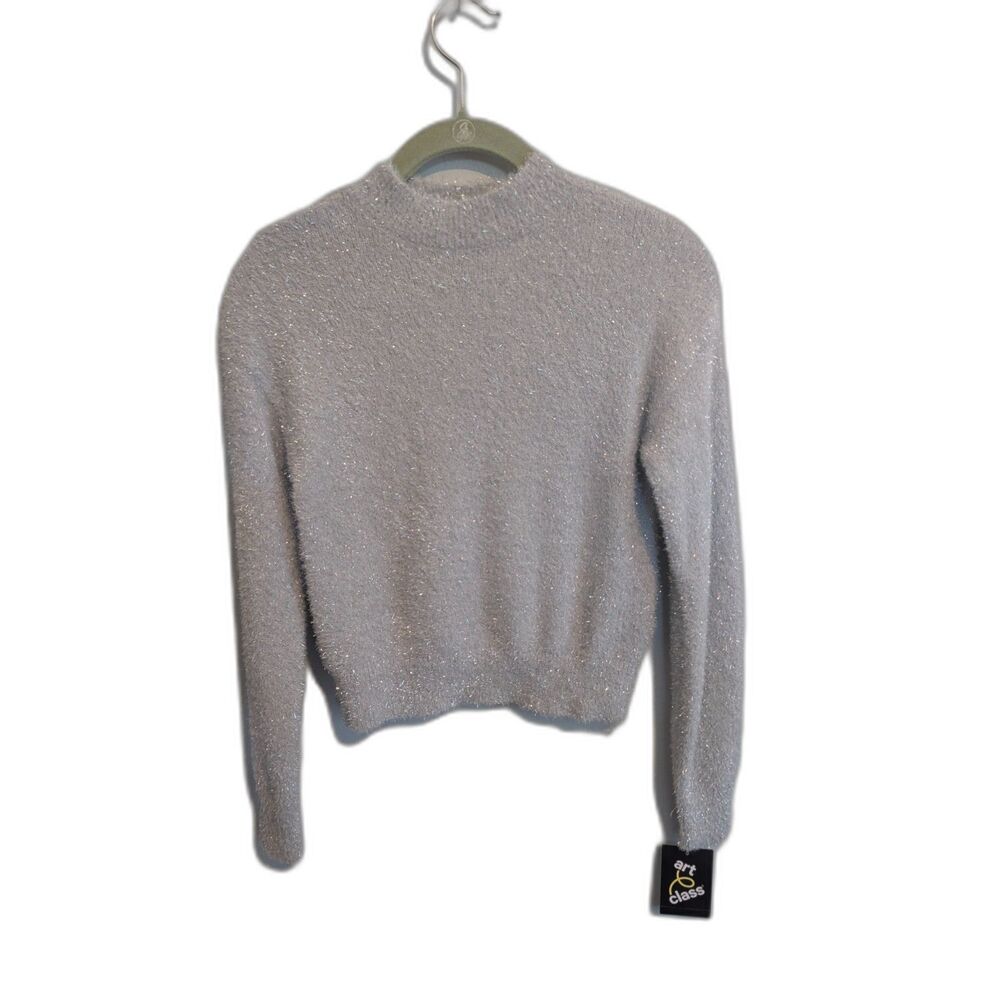 Art Class Sweater Girls M (7/8) Gray Glitter NWT